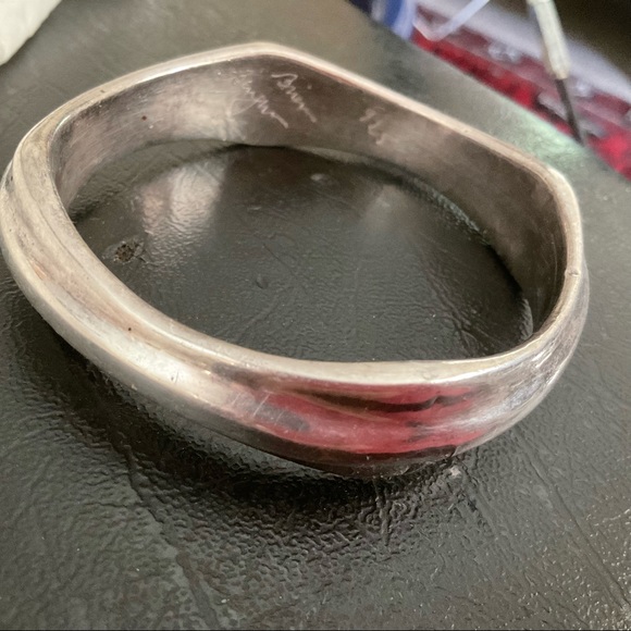 Hand Crafted Sterling Bracelet Signed Cuff Modern Sleek Silver - Picture 4 of 6